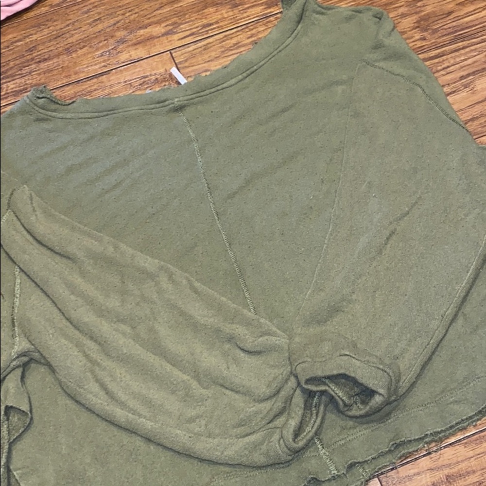 Free People Army Green Crew Neck
